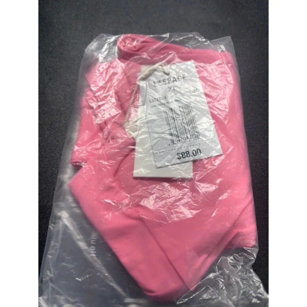 L*Space Low Tide Bitsy Bikini Bottom Guava Pink High Leg V-Front XL LSLTB24 NEW